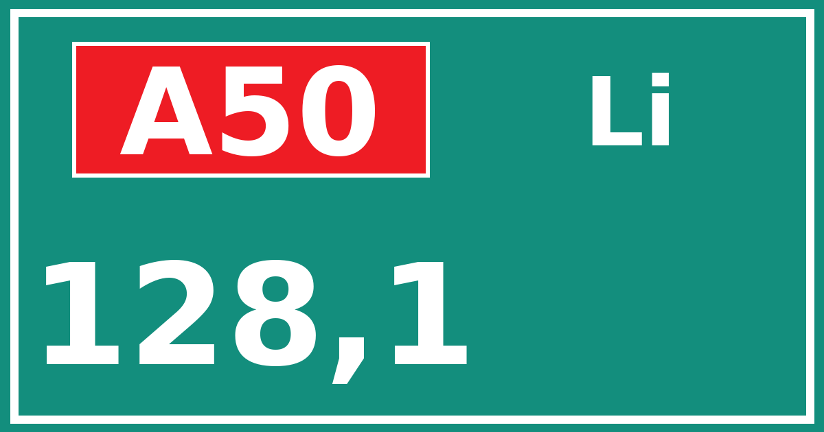 Hectometerbord A50 128,1 zijde Li