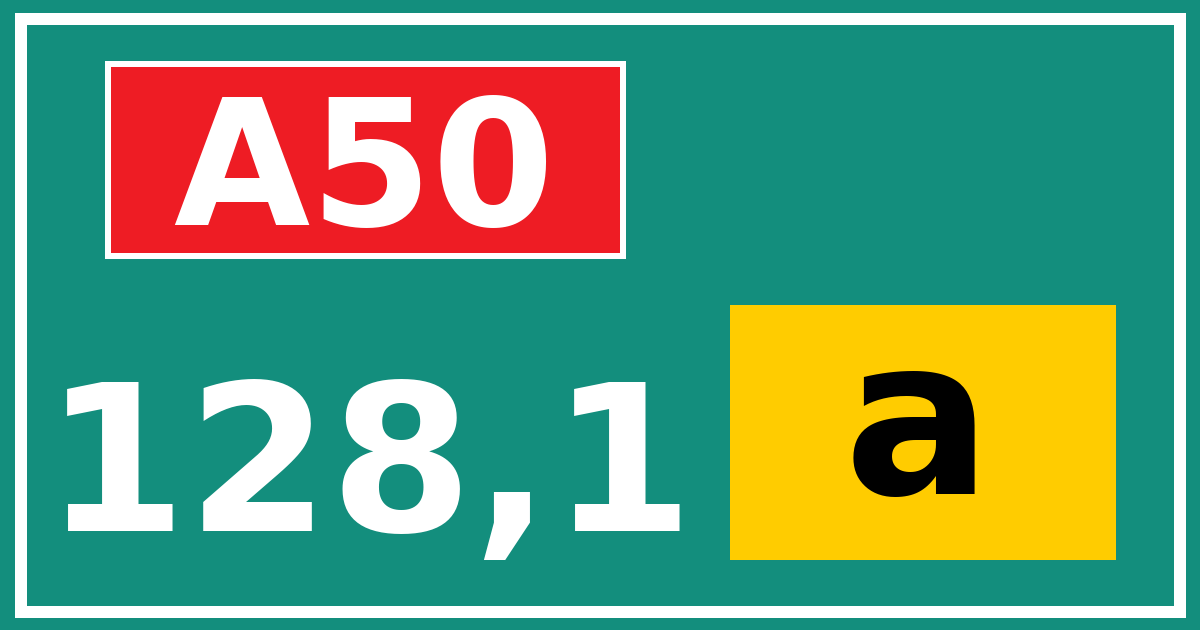 Hectometerbord A50 128,1 letter a