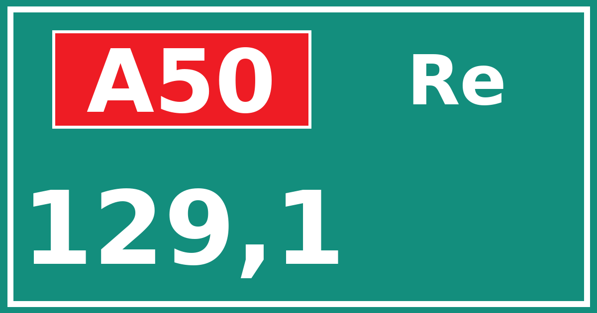 Hectometerbord A50 129,1 zijde Re