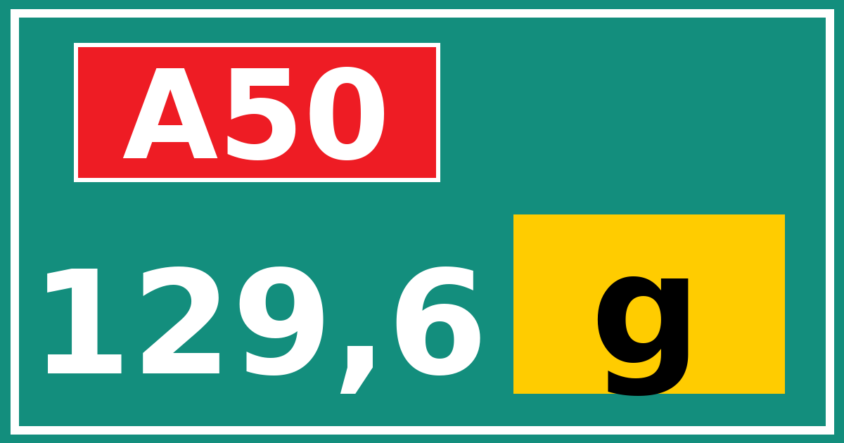Hectometerbord A50 129,6 letter g