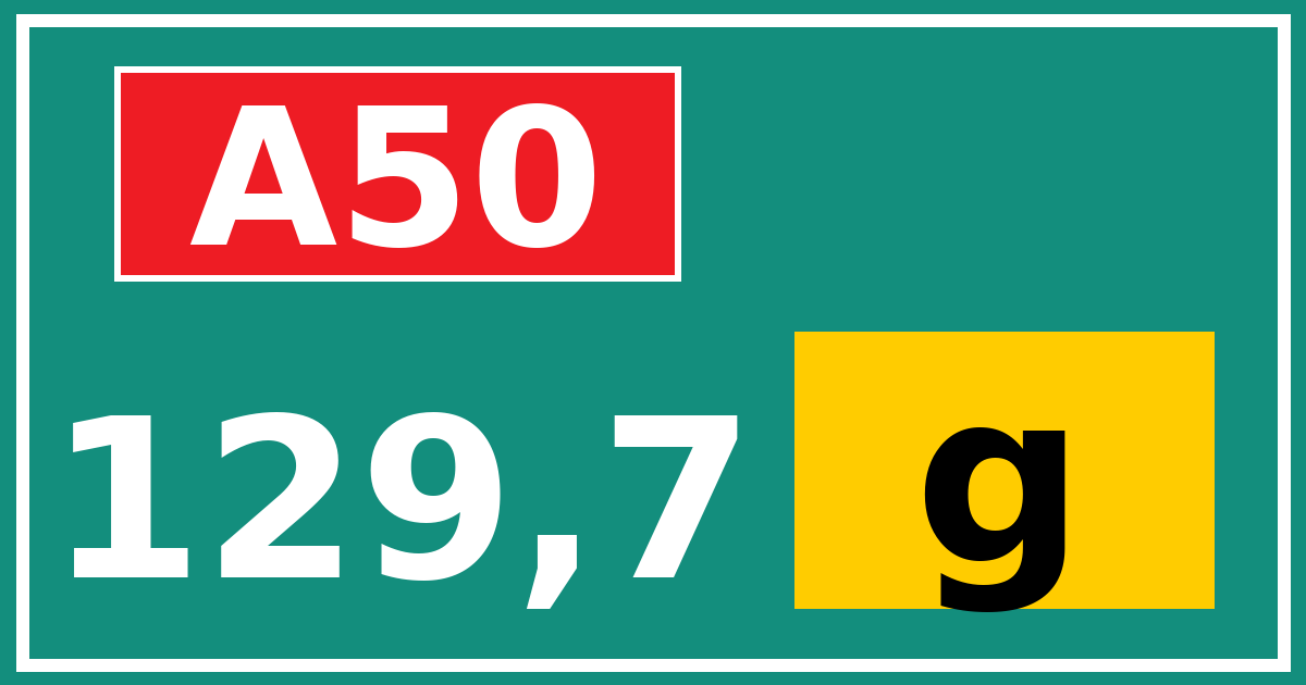 Hectometerbord A50 129,7 letter g