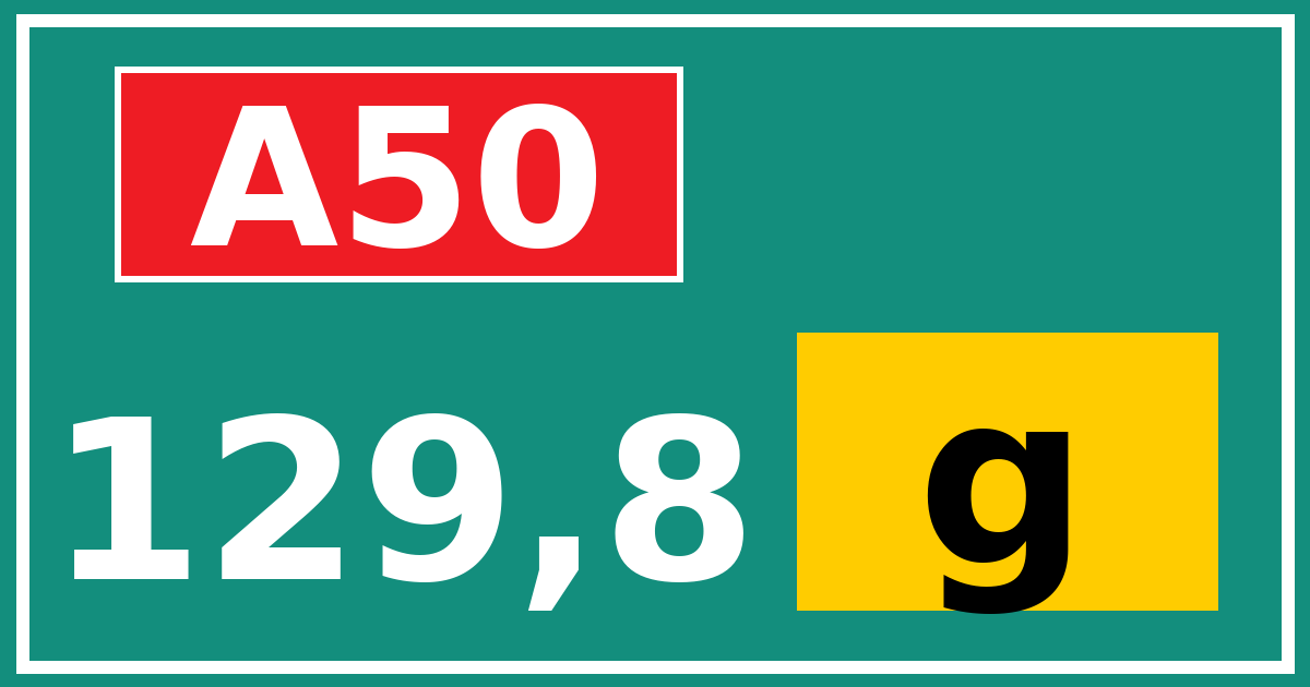 Hectometerbord A50 129,8 letter g