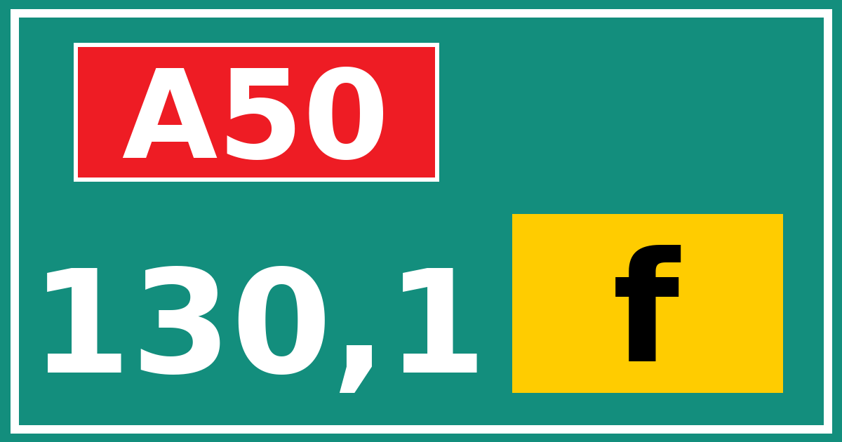 Hectometerbord A50 130,1 letter f