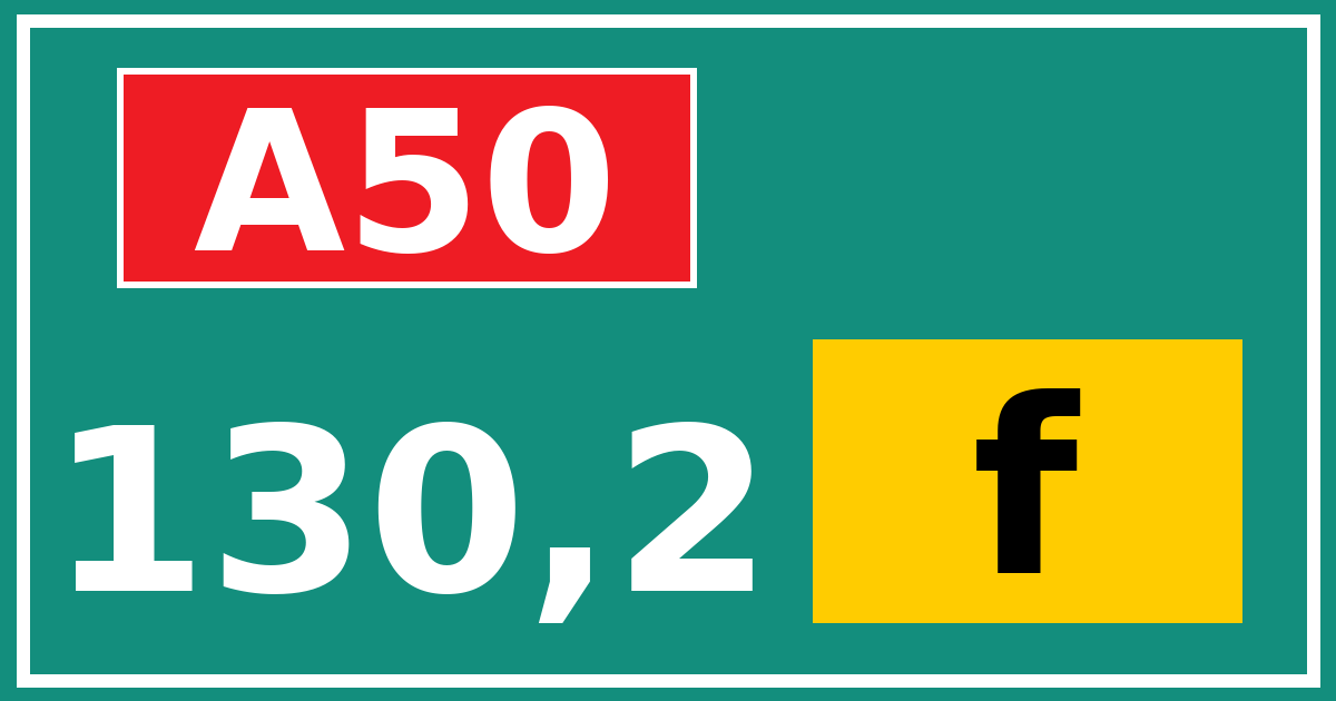 Hectometerbord A50 130,2 letter f