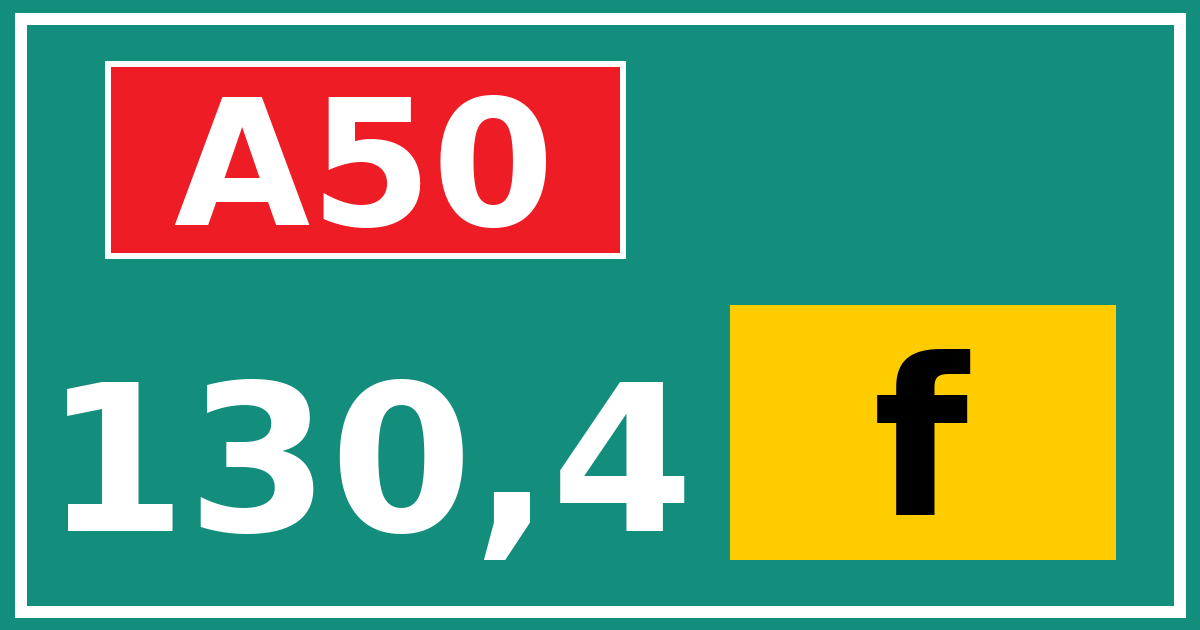 Hectometerbord A50 130,4 letter f