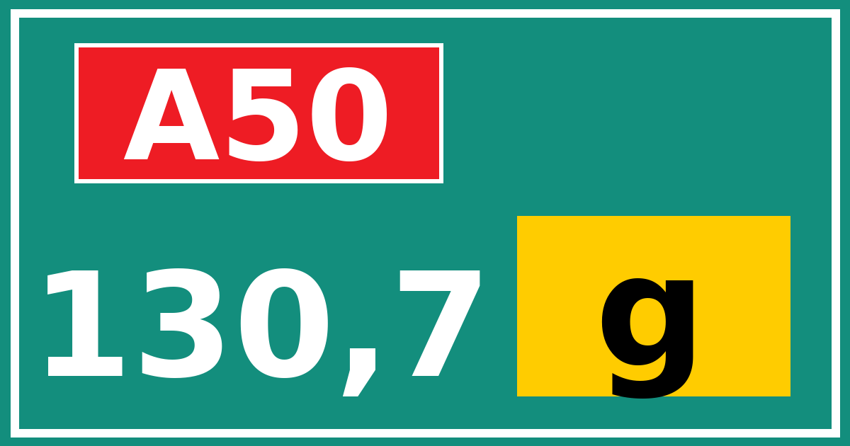 Hectometerbord A50 130,7 letter g