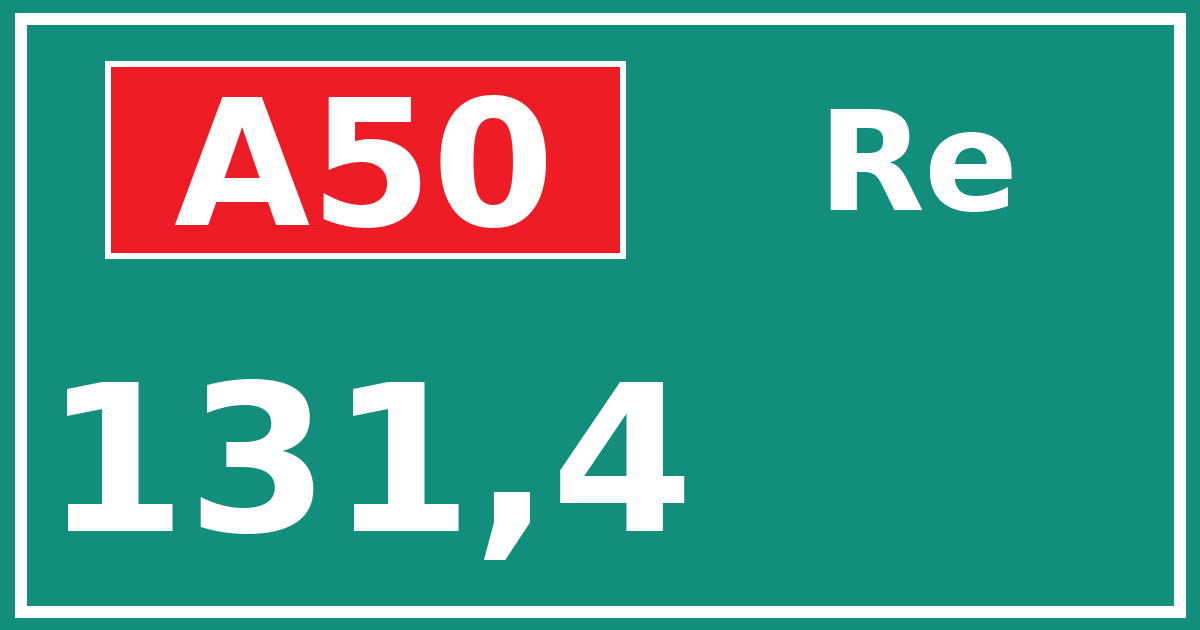 Hectometerbord A50 131,4 zijde Re