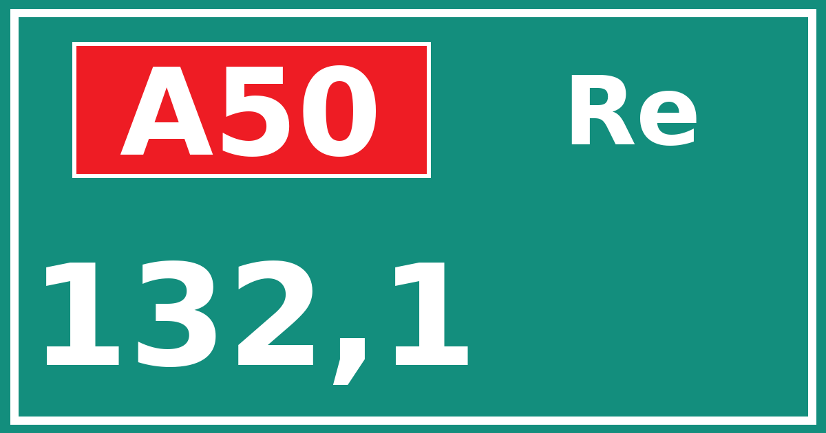 Hectometerbord A50 132,1 zijde Re