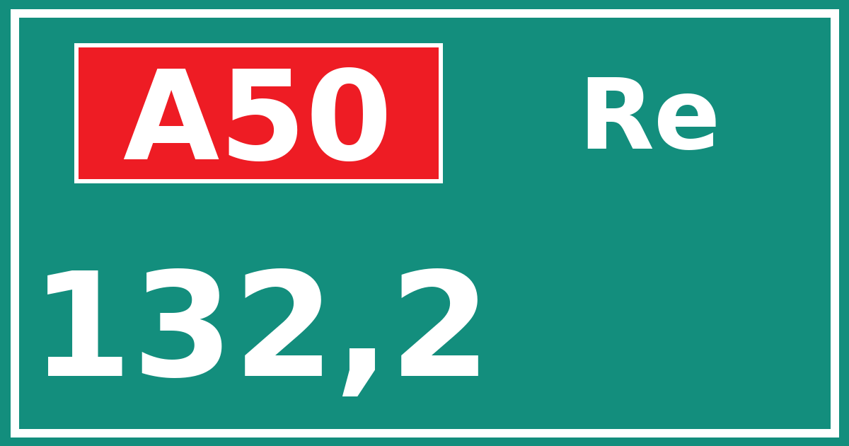 Hectometerbord A50 132,2 zijde Re