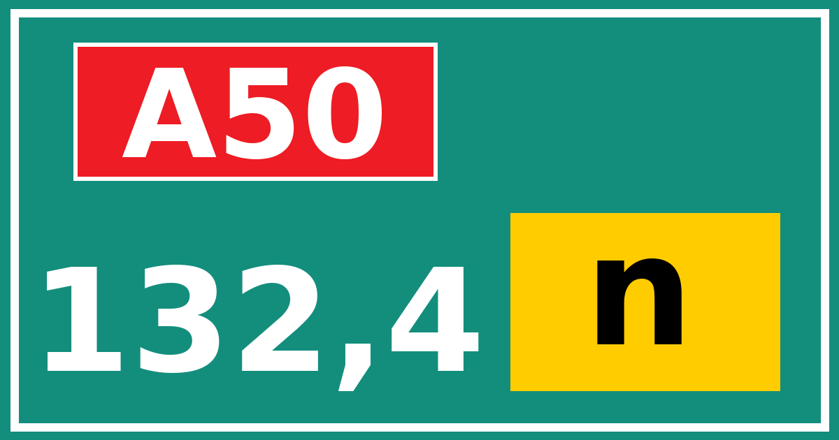 Hectometerbord A50 132,4 letter n
