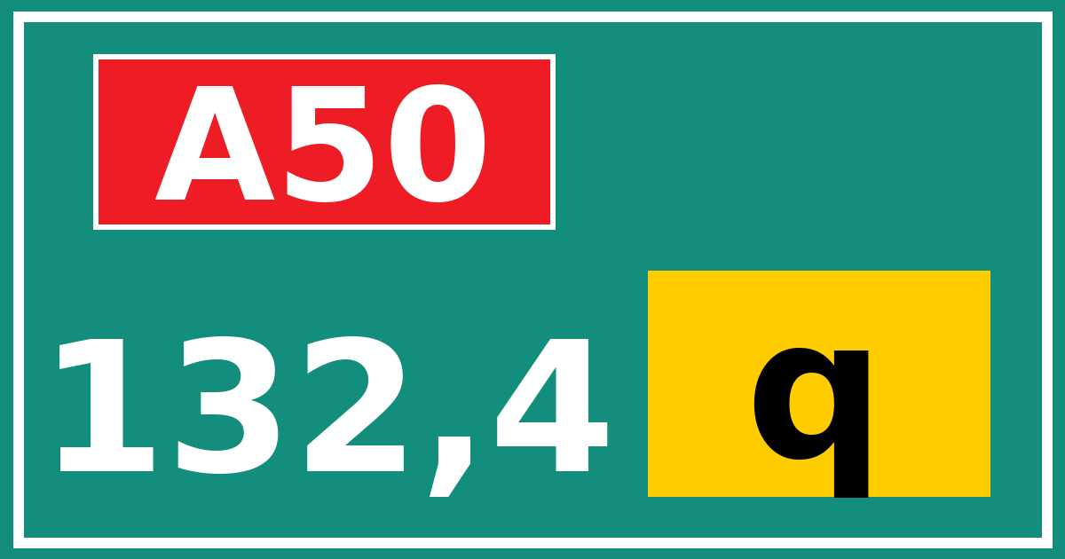Hectometerbord A50 132,4 letter q