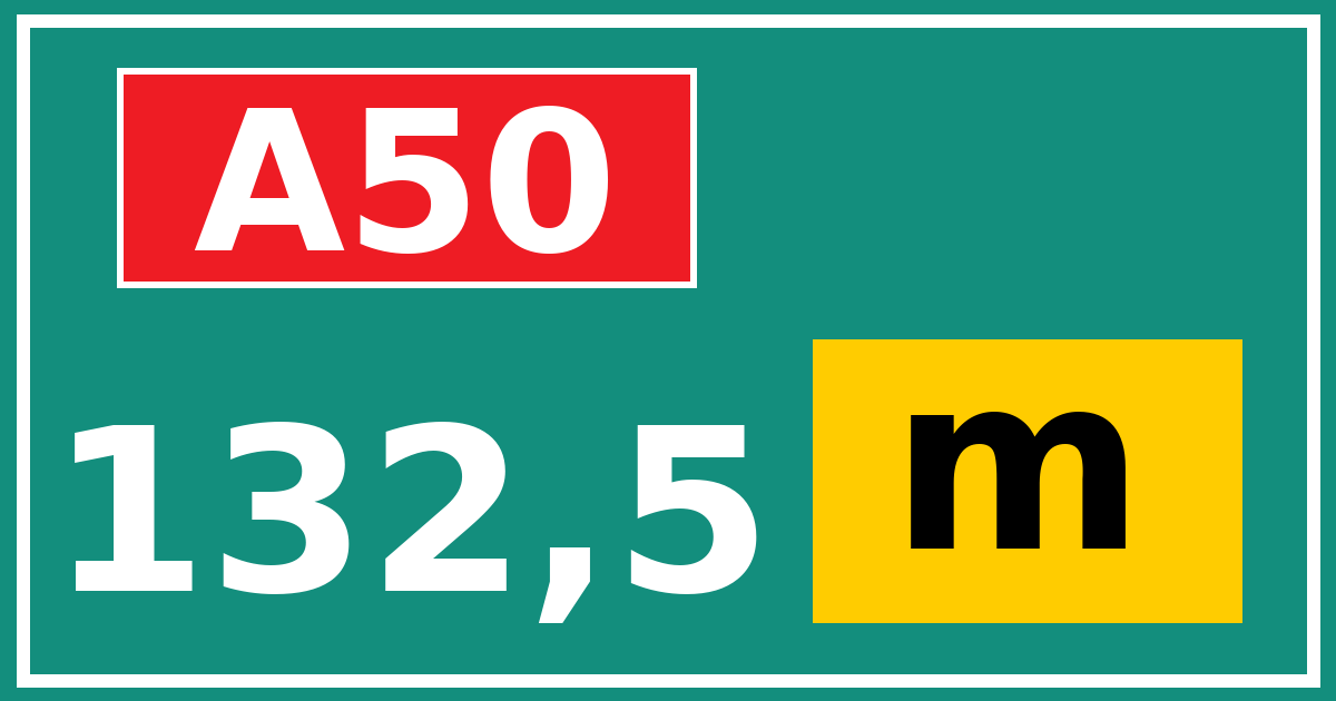 Hectometerbord A50 132,5 letter m