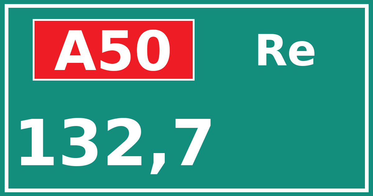 Hectometerbord A50 132,7 zijde Re