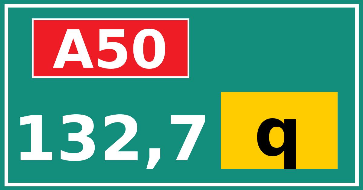 Hectometerbord A50 132,7 letter q