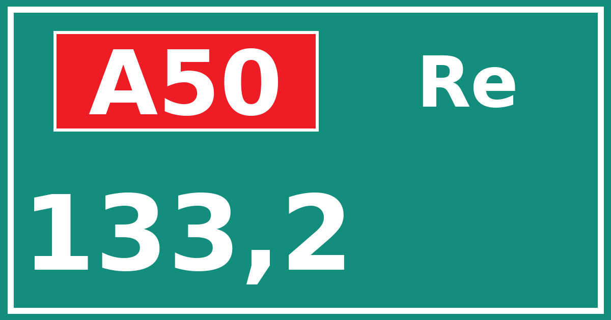 Hectometerbord A50 133,2 zijde Re