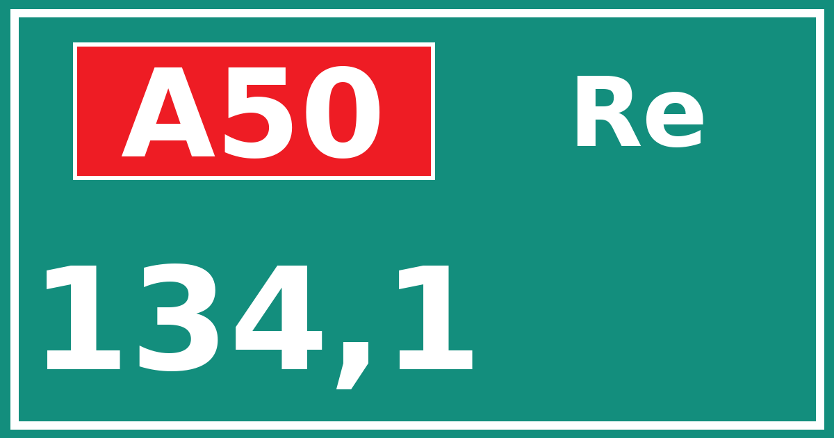 Hectometerbord A50 134,1 zijde Re