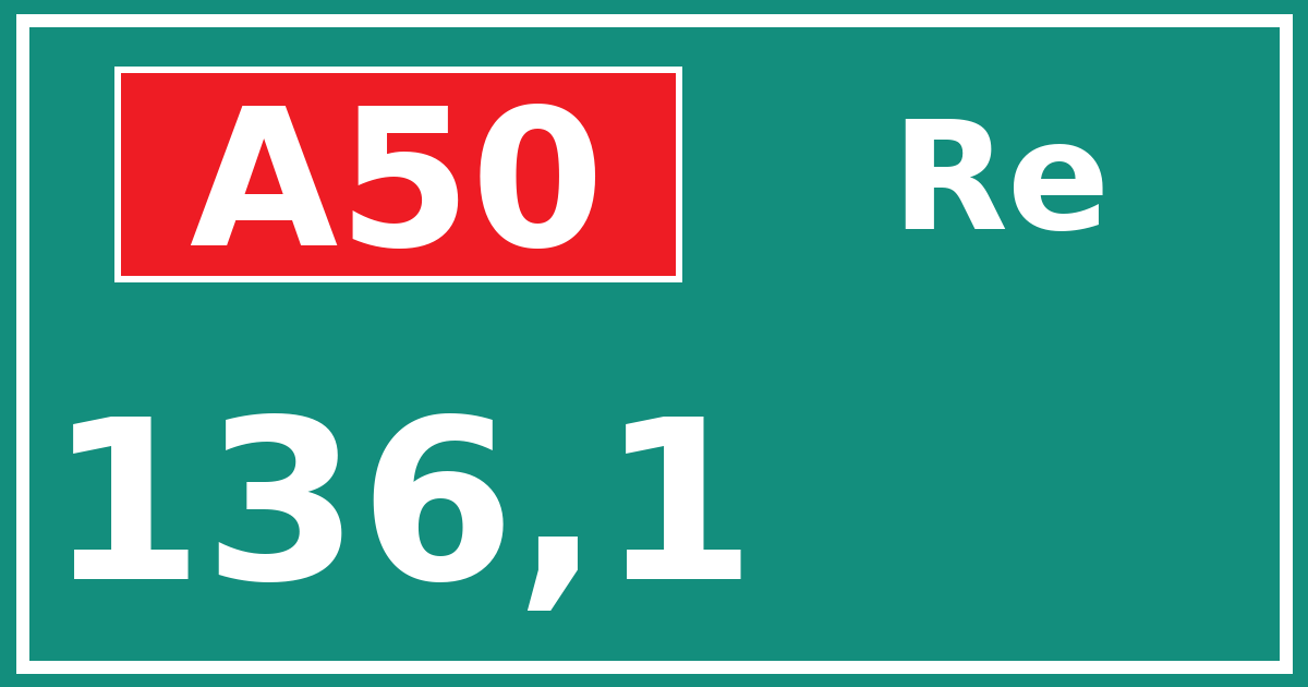 Hectometerbord A50 136,1 zijde Re