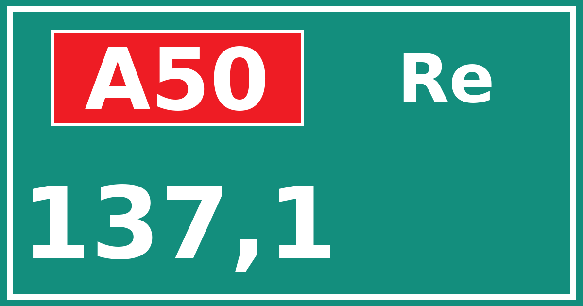 Hectometerbord A50 137,1 zijde Re