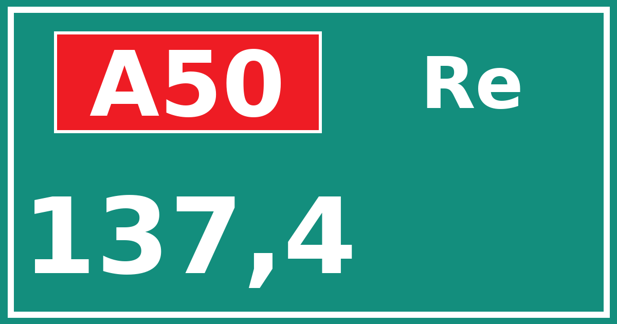 Hectometerbord A50 137,4 zijde Re