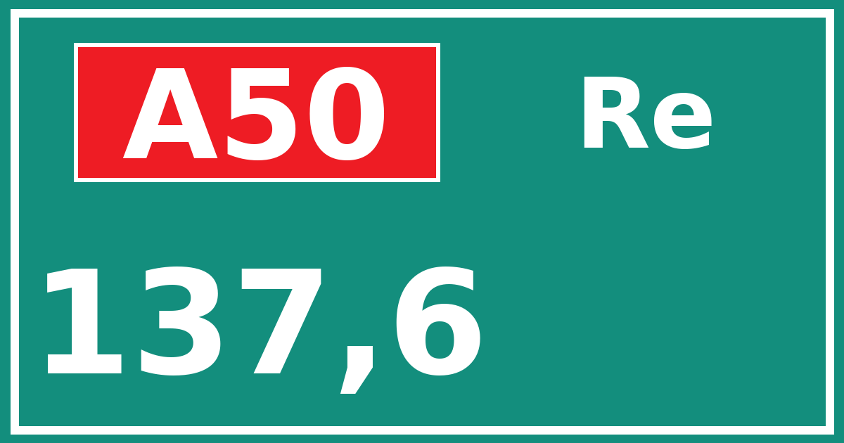 Hectometerbord A50 137,6 zijde Re