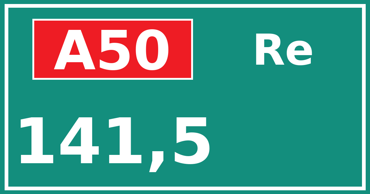 Hectometerbord A50 141,5 zijde Re