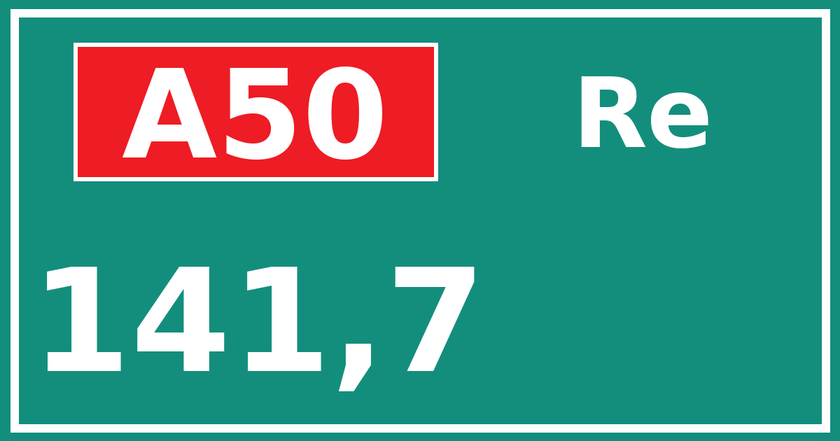 Hectometerbord A50 141,7 zijde Re