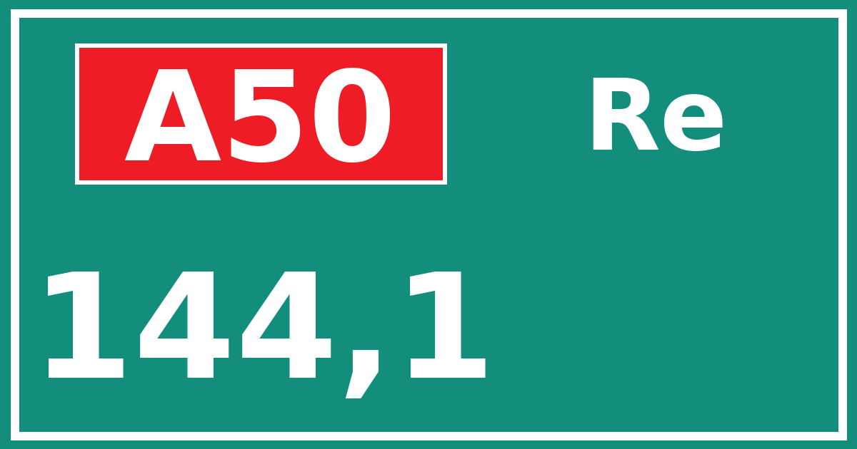 Hectometerbord A50 144,1 zijde Re