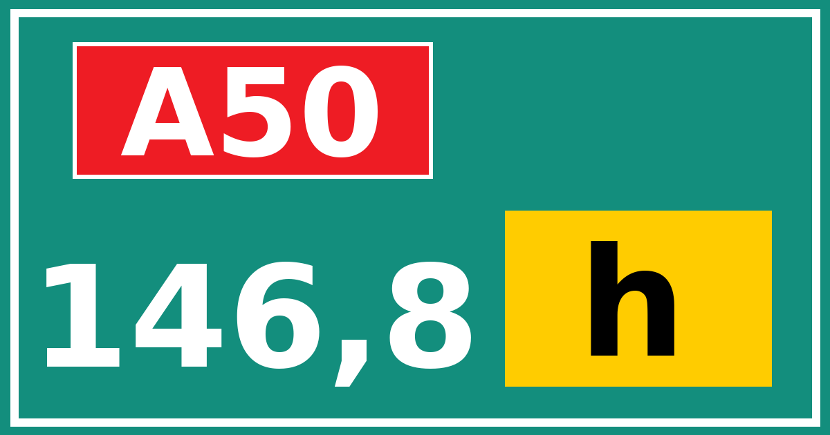 Hectometerbord A50 146,8 letter h