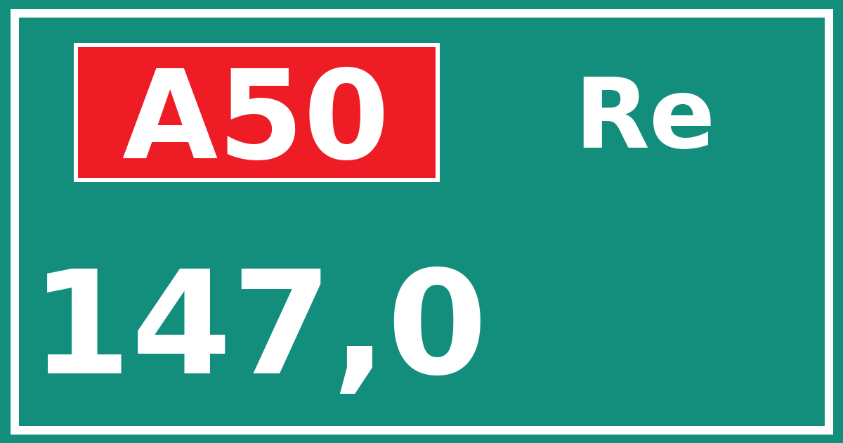Hectometerbord A50 147,0 zijde Re