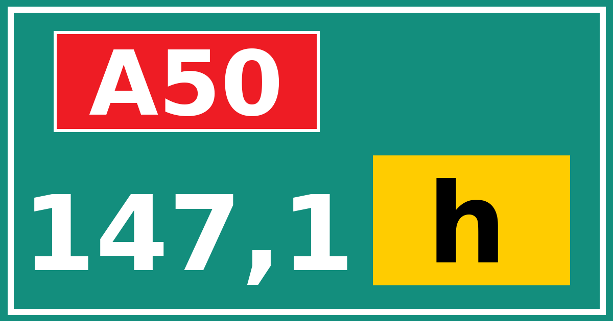 Hectometerbord A50 147,1 letter h