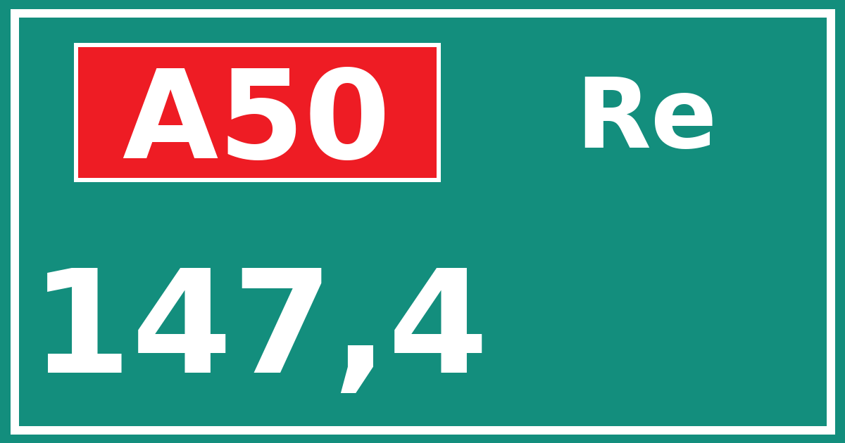 Hectometerbord A50 147,4 zijde Re