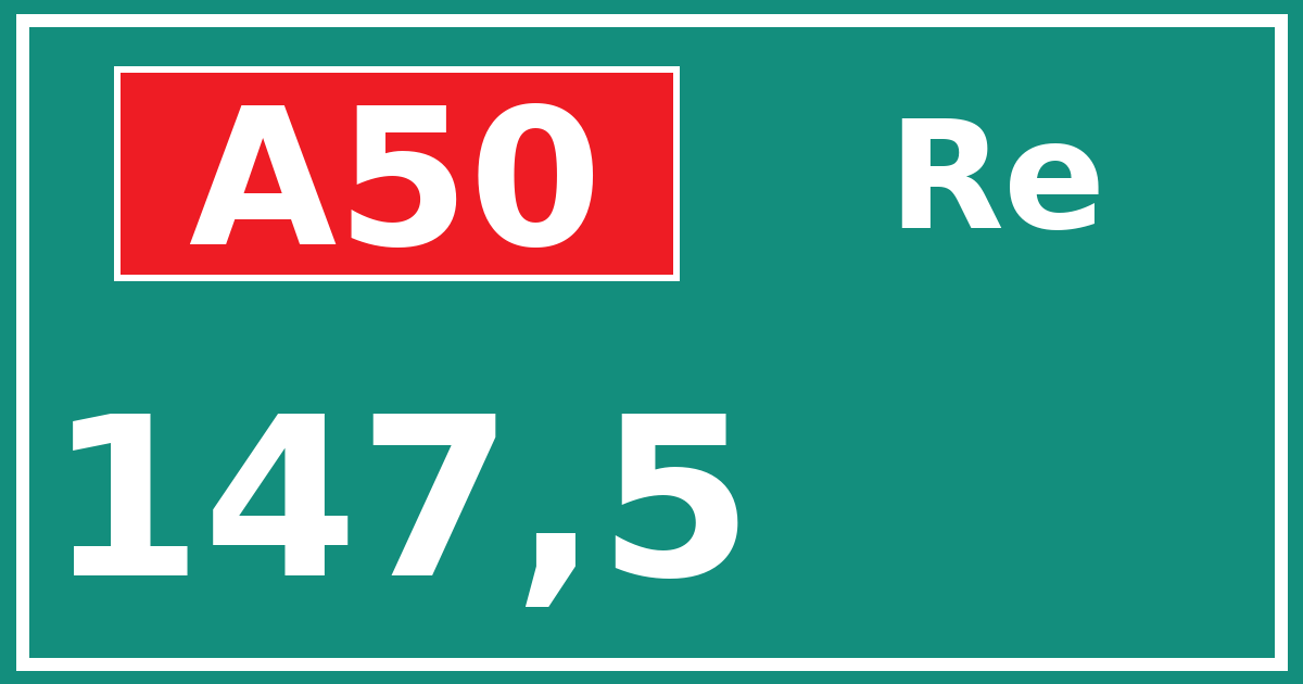 Hectometerbord A50 147,5 zijde Re