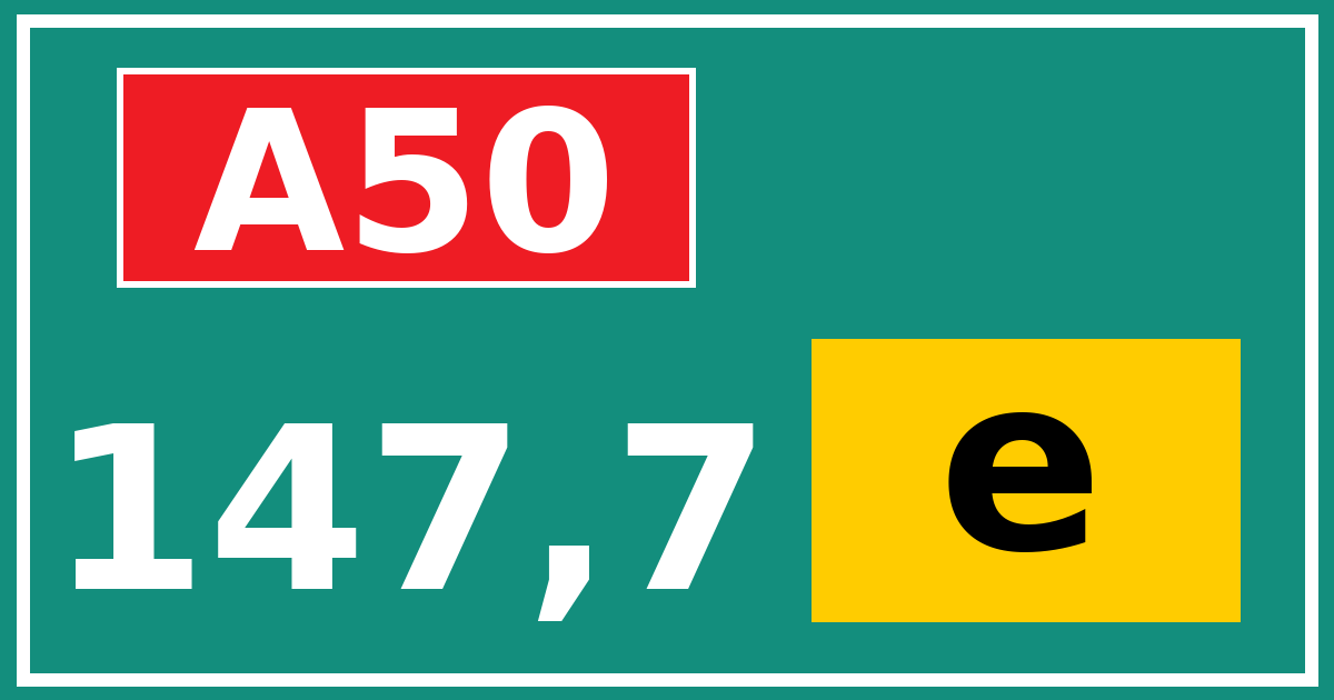 Hectometerbord A50 147,7 letter e