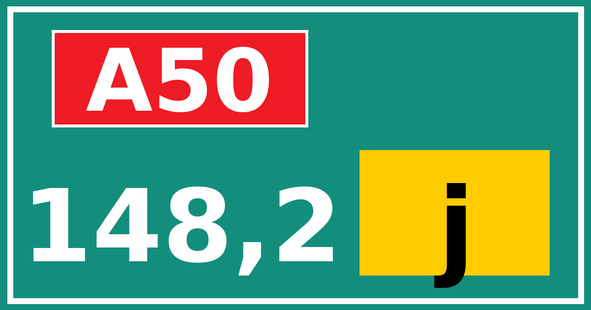 Hectometerbord A50 148,2 letter j