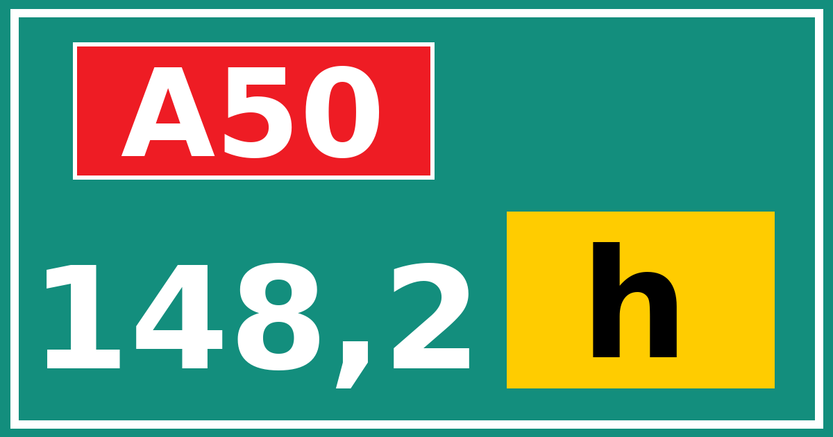 Hectometerbord A50 148,2 letter h