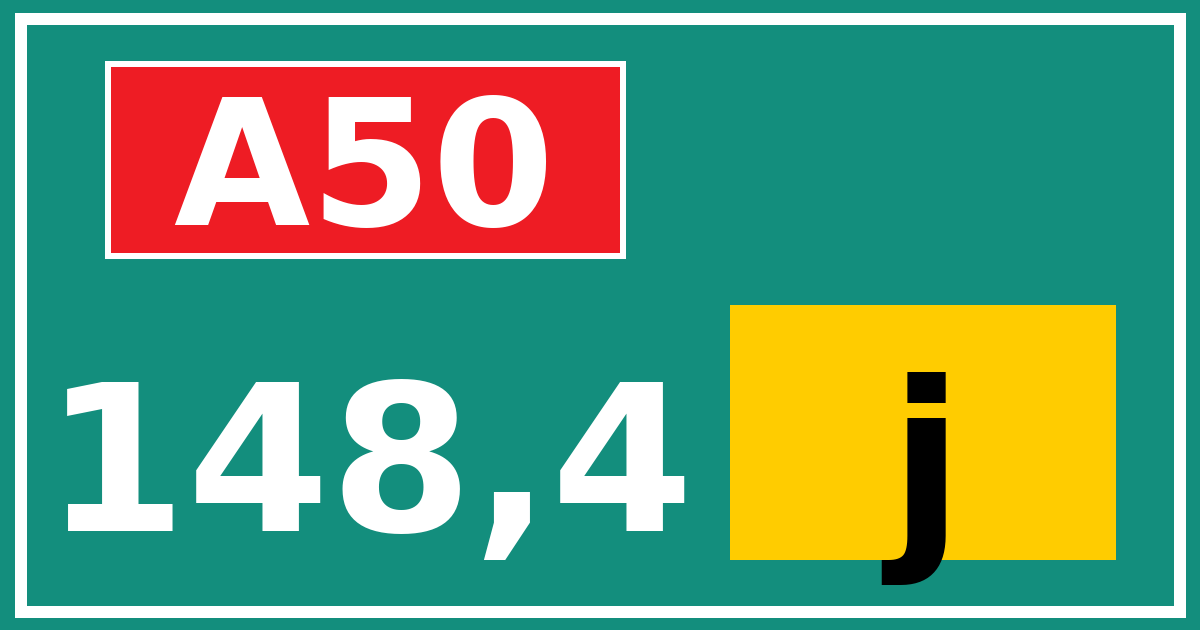Hectometerbord A50 148,4 letter j