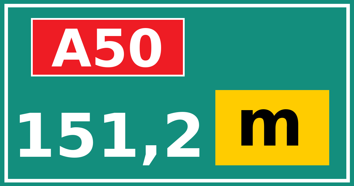 Hectometerbord A50 151,2 letter m