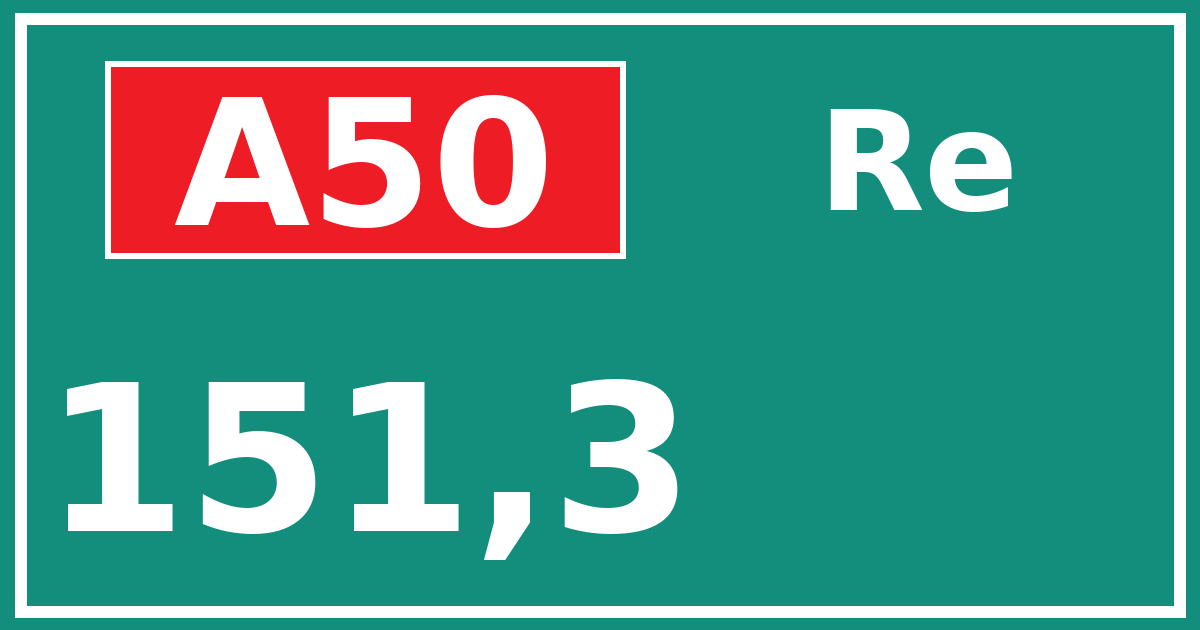 Hectometerbord A50 151,3 zijde Re