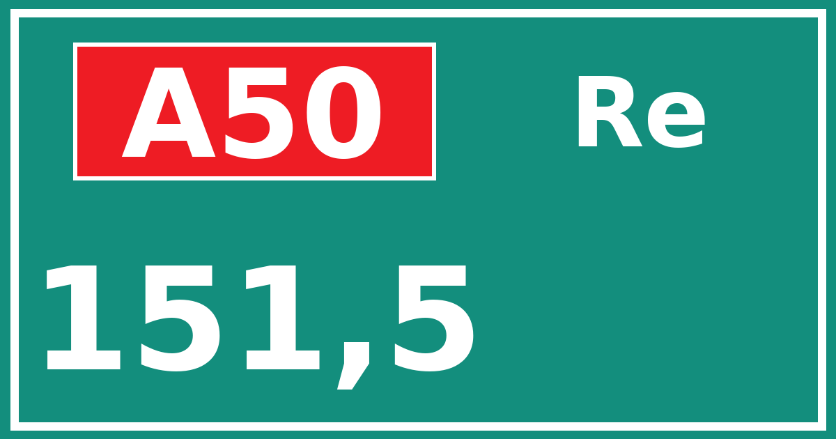 Hectometerbord A50 151,5 zijde Re
