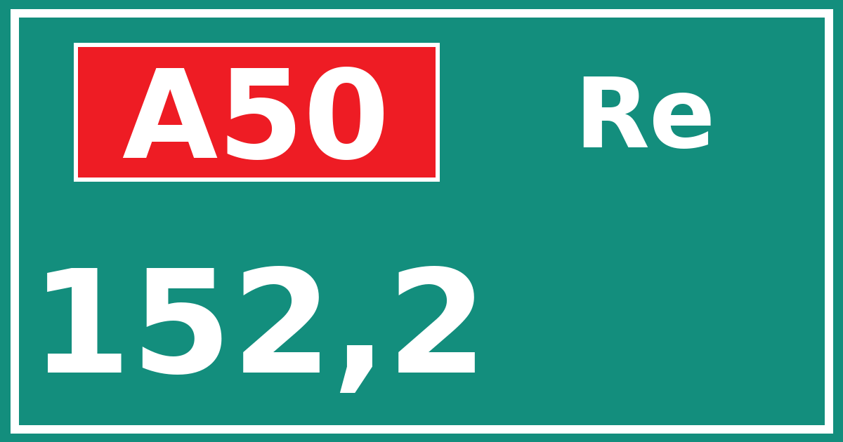 Hectometerbord A50 152,2 zijde Re
