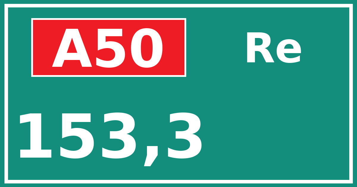 Hectometerbord A50 153,3 zijde Re