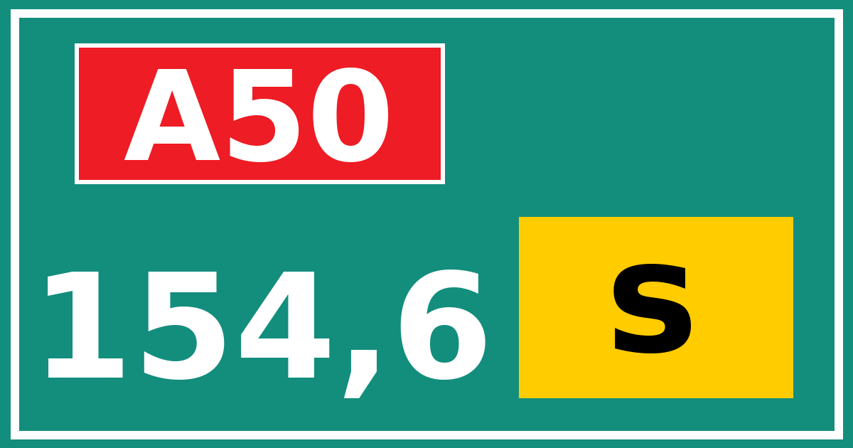 Hectometerbord A50 154,6 letter s