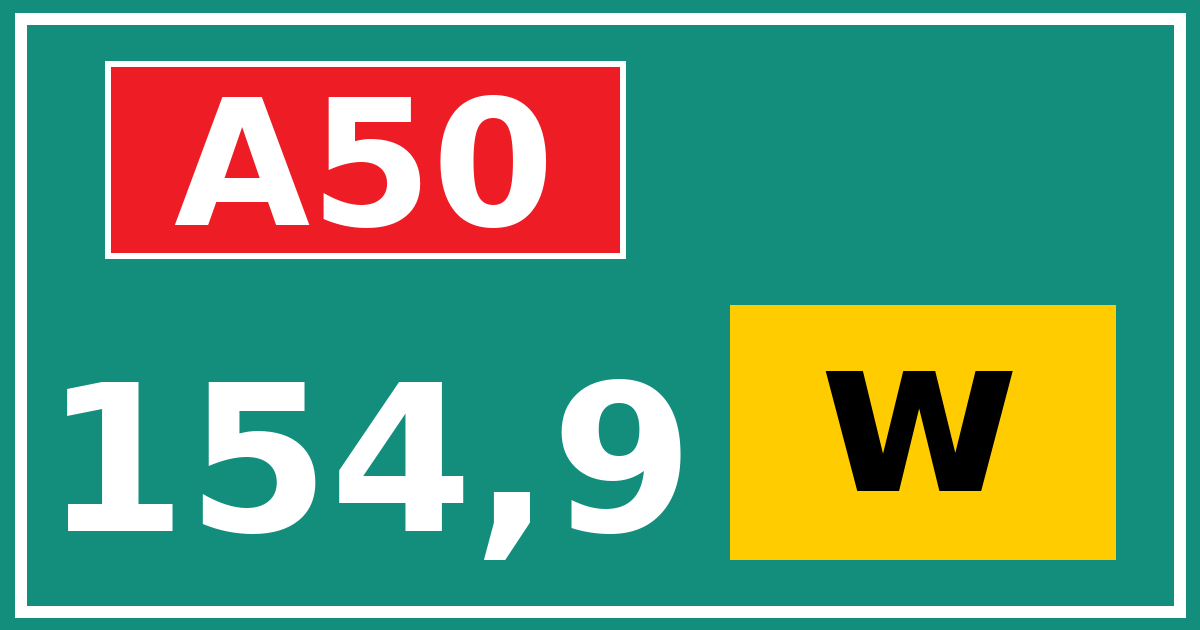 Hectometerbord A50 154,9 letter w
