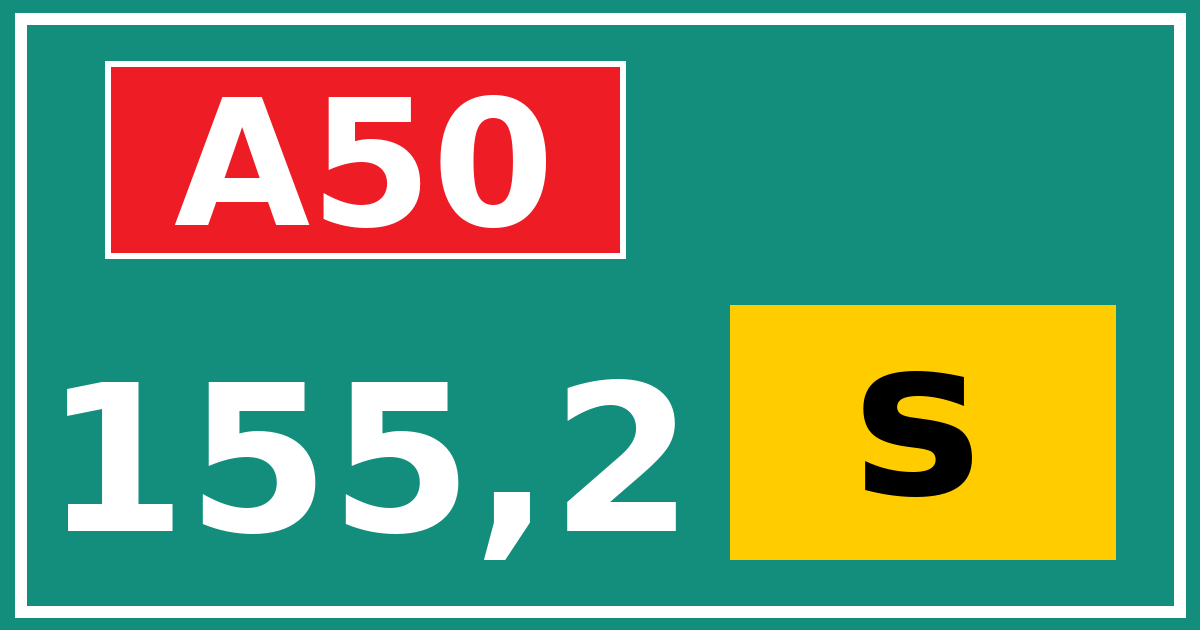 Hectometerbord A50 155,2 letter s