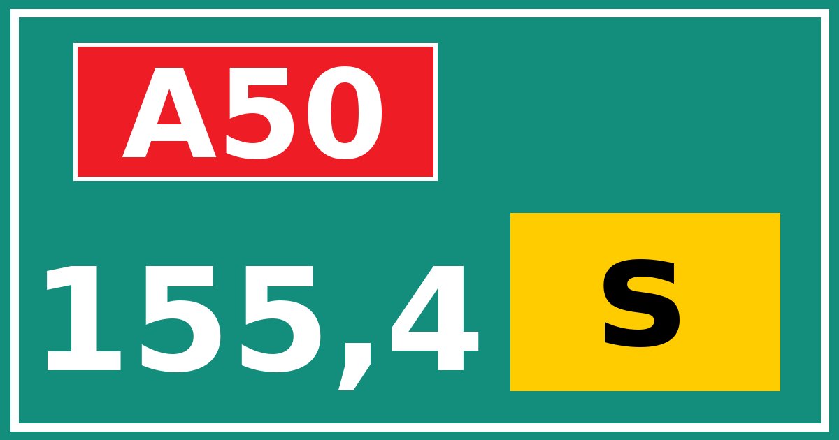 Hectometerbord A50 155,4 letter s