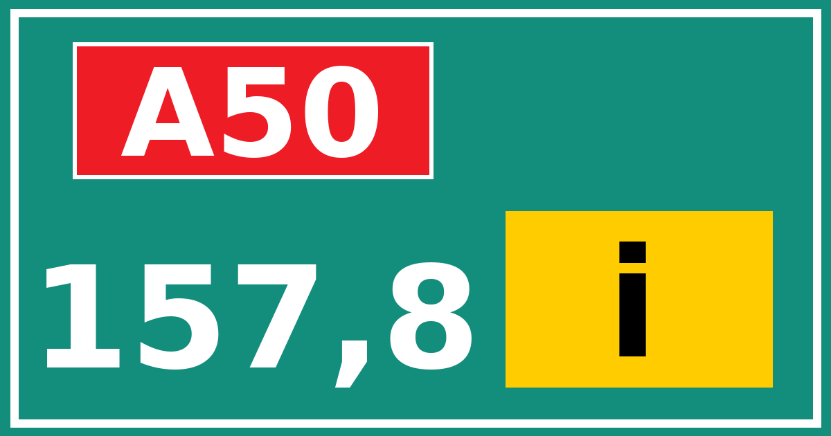 Hectometerbord A50 157,8 letter i