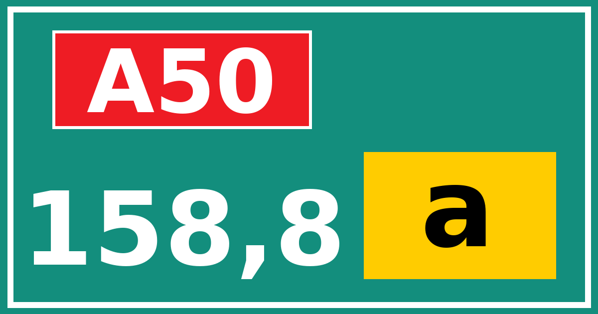 Hectometerbord A50 158,8 letter a