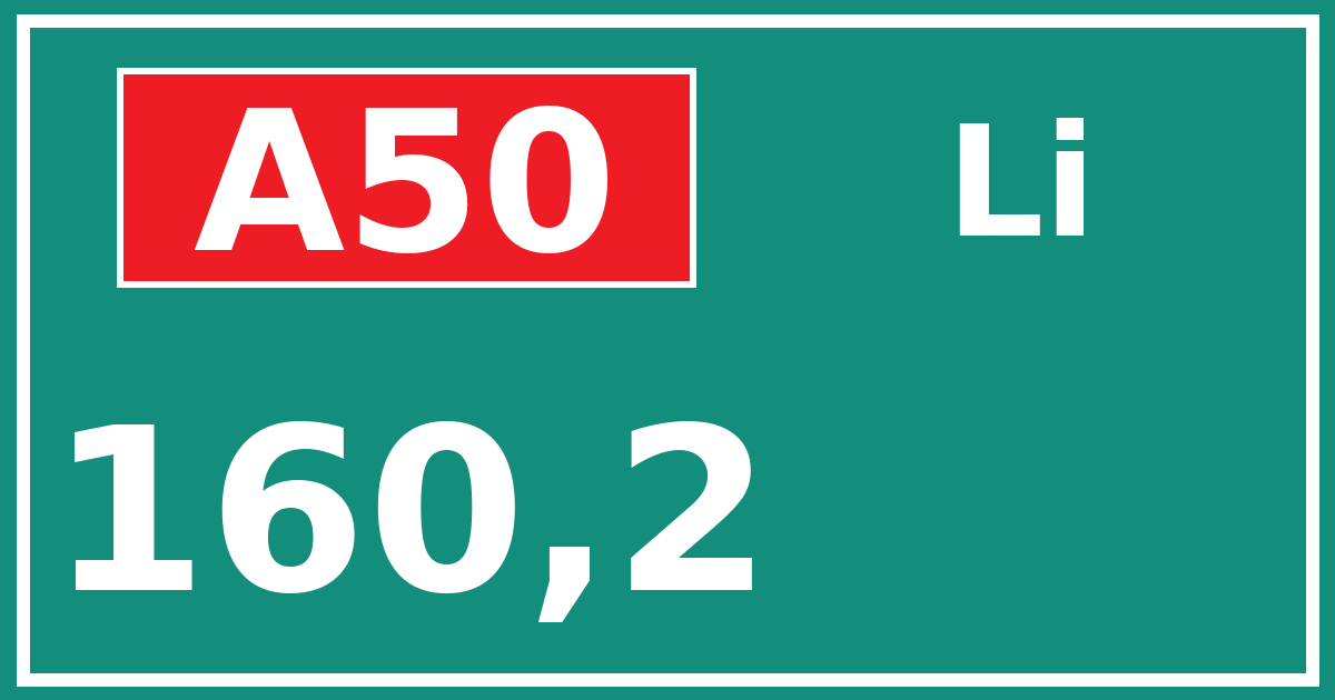 Hectometerbord A50 160,2 zijde Li