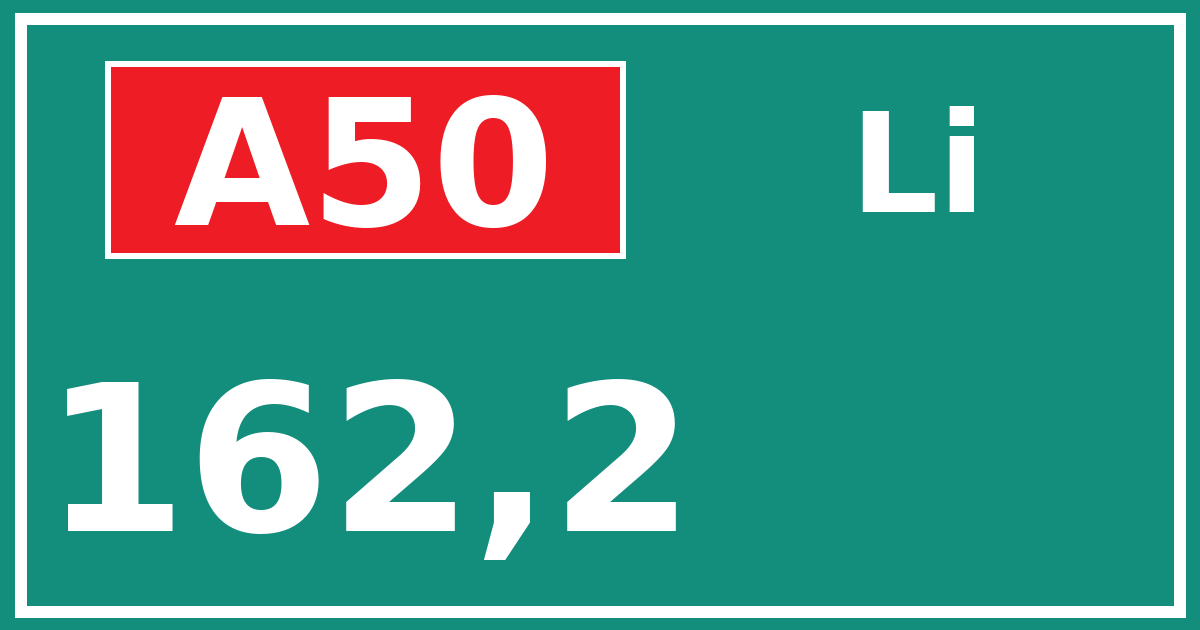 Hectometerbord A50 162,2 zijde Li