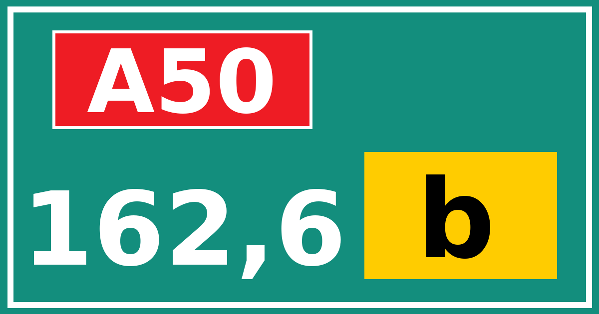 Hectometerbord A50 162,6 letter b